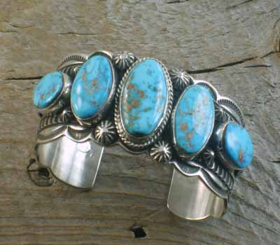 Happy Piasso Valley Blue Turquoise Native American Cuff Bracelet